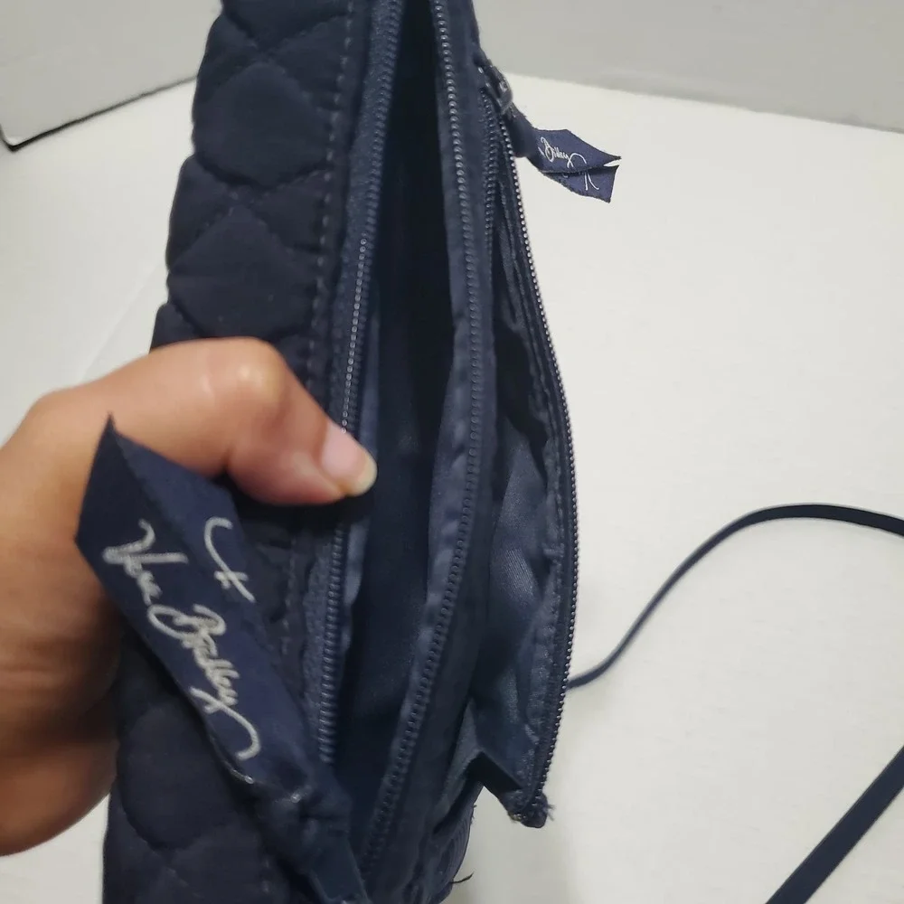 Vera Bradley Navy Blue‎ Quilted Fabric Wallet Crossbody Bag Purse